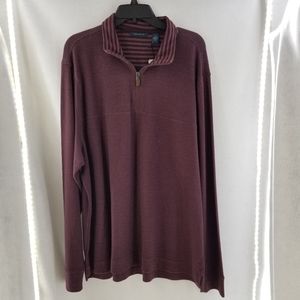 PERRY ELLIS Maroon 1/4 Zip Pullover Sweater Sz XXL